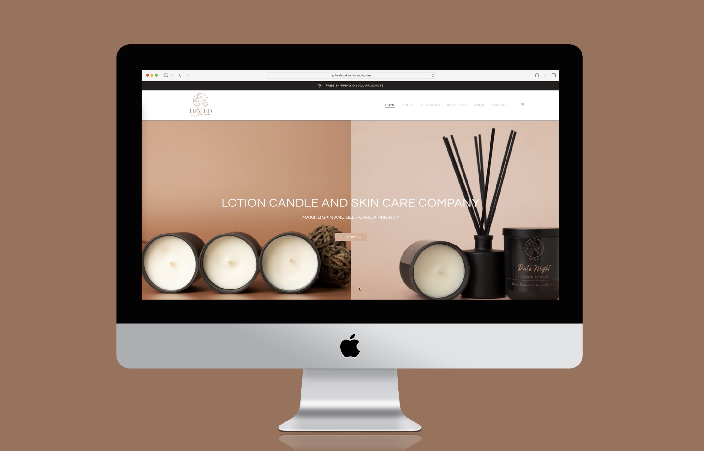 Mockup of website for candle company in Asheville, NC.
